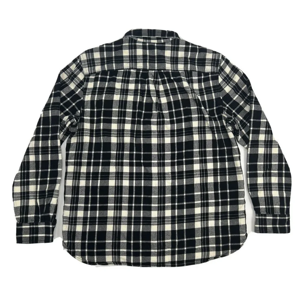 The North Face Shirt Men's‎ L Black White Plaid Flannel Button Up Pockets Hiking